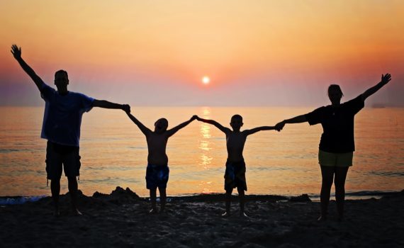 A family on the beach