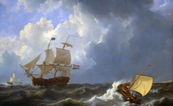 Sea painting with ships