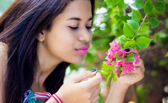 Smelling a flower